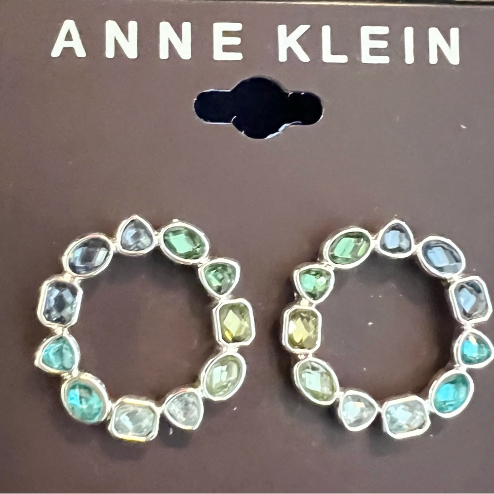 NWT Anne Klein Silver Earrings with Blue and Green Accents